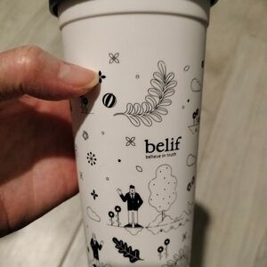 Belief Coffee Tumbler Black & White 6" Tall Handwash only.